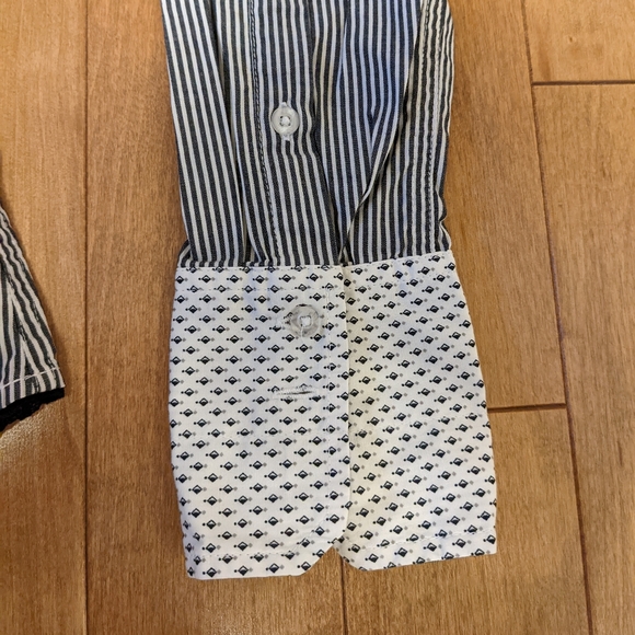 'Jacob' Black&White Vertical Stripe Fitted Blouse Sz S - Picture 10 of 11